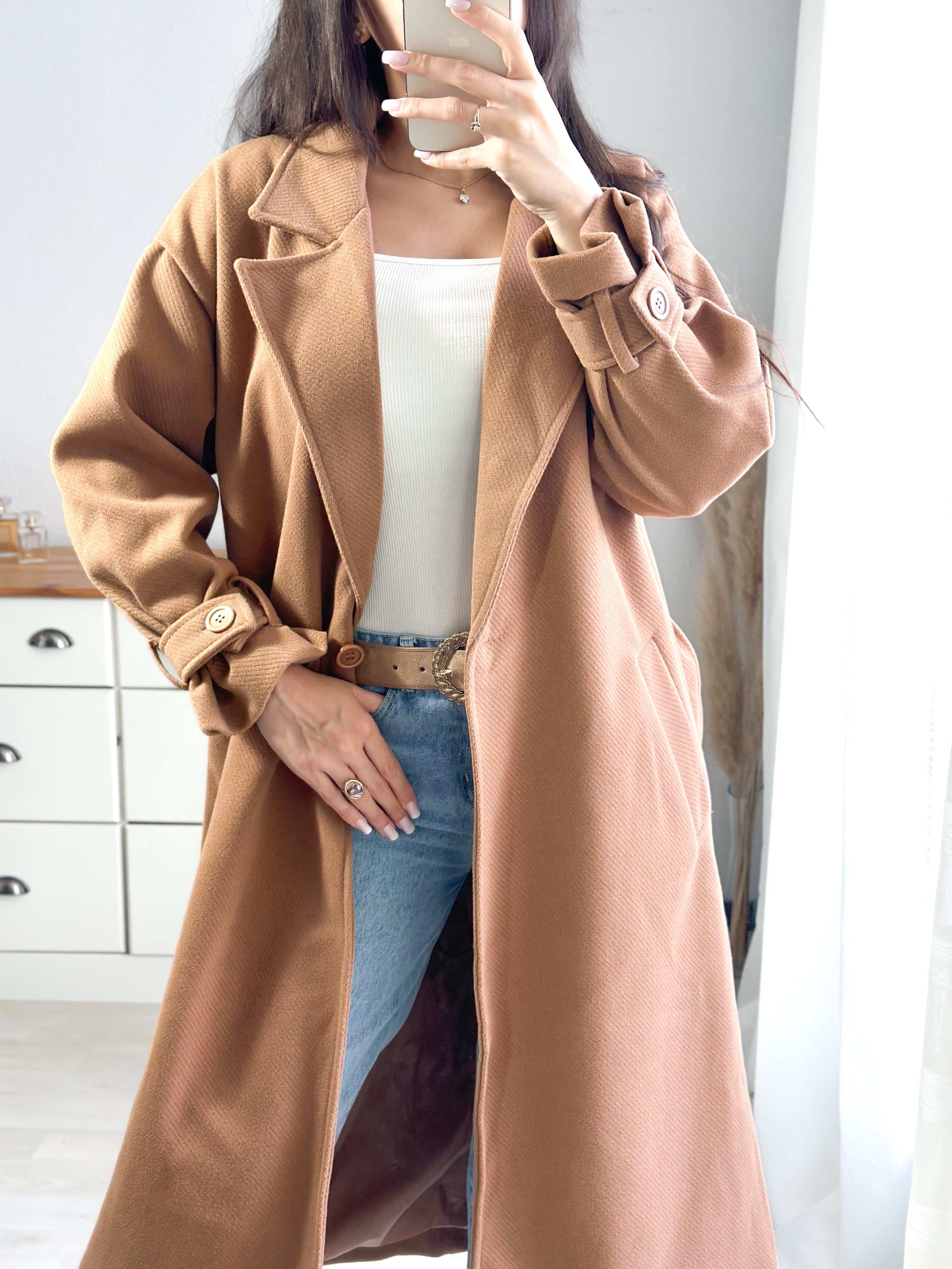 Manteau long IlHAM - chevronné camel