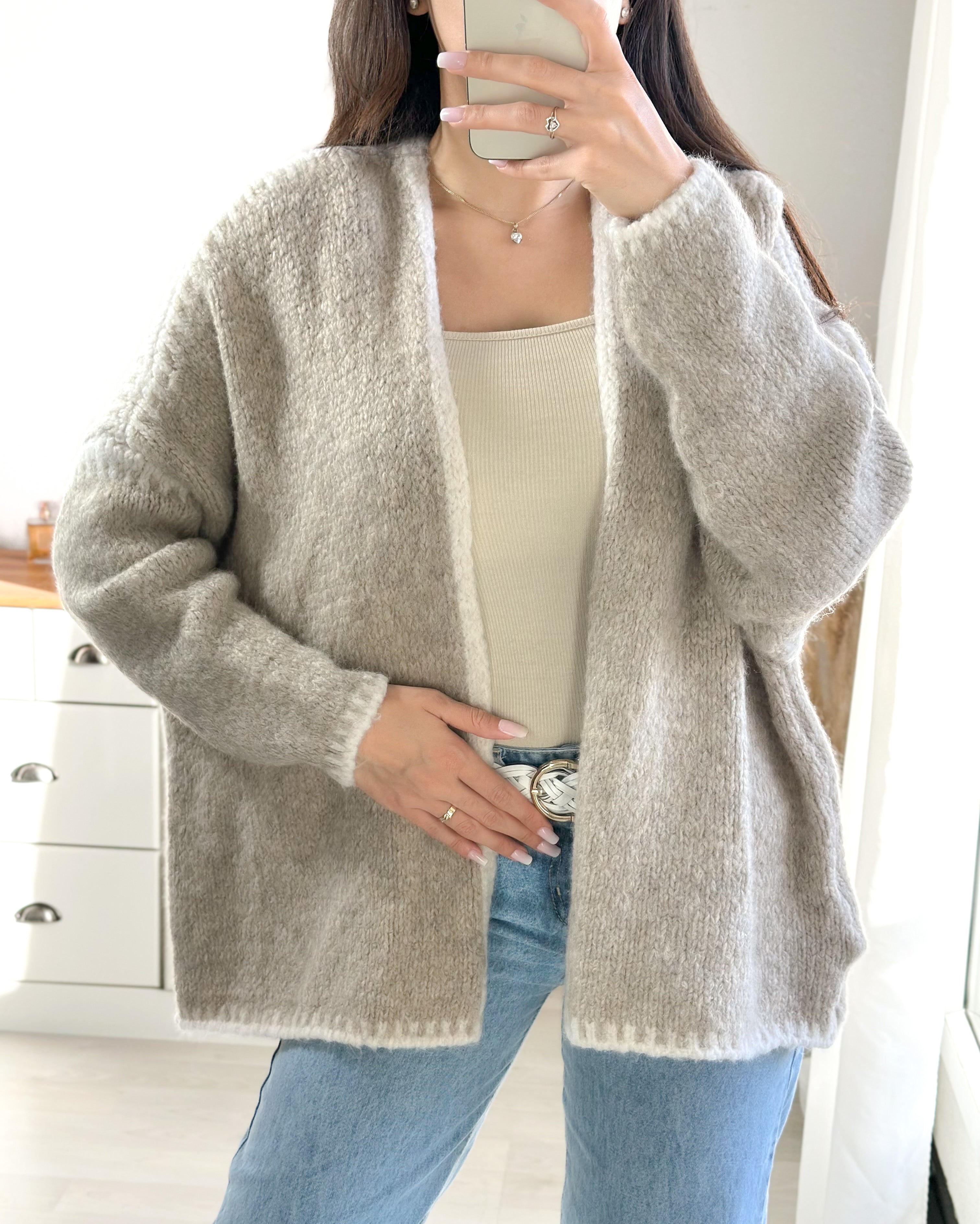 Gilet ANA - laine gris / blanc